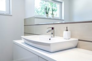 White, modern bathroom sink
