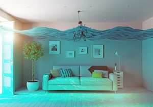 Living room under water